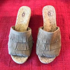 UGG Women's Fringe Slide Sandals - Tan